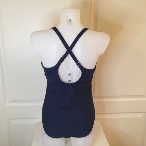 Women’s Ruched Tummy Control Modest One Piece Bathing Suit - Picture 4 of 7